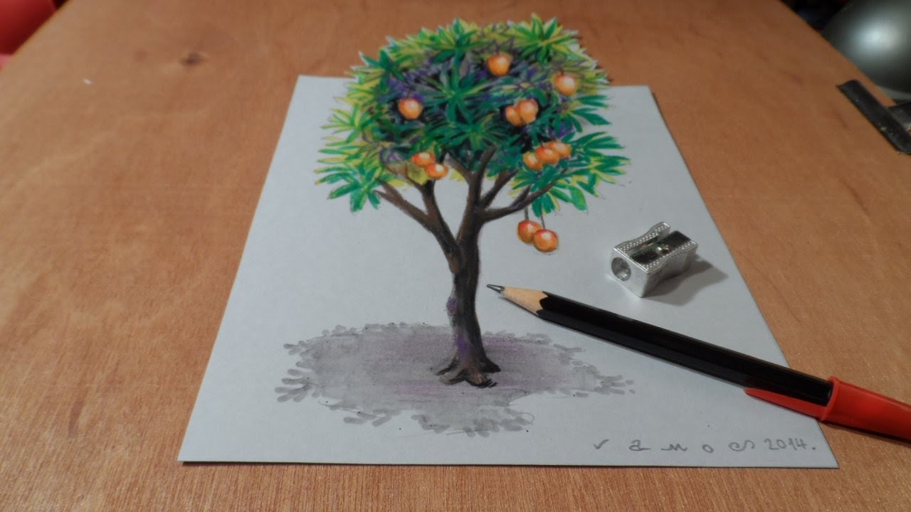 Pencil drawings people shaped trees
