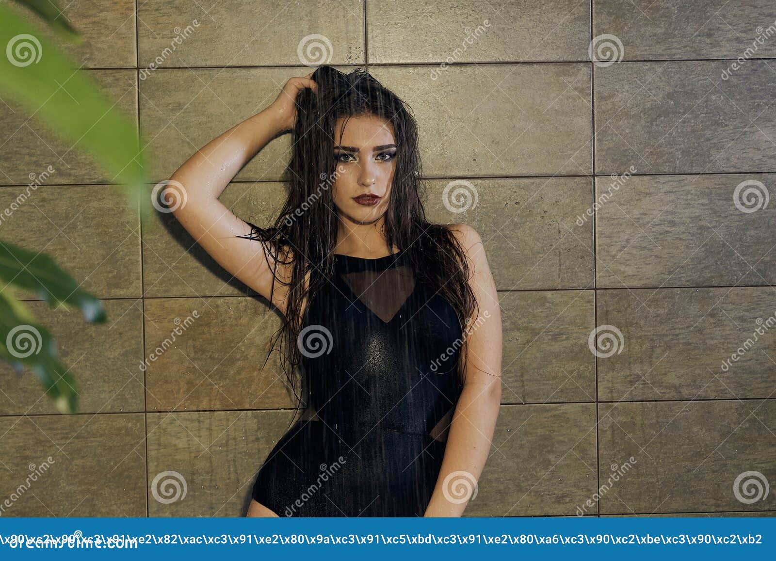 Girl shower taking teen black