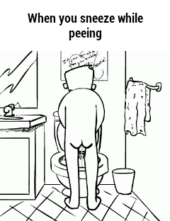 Sneezing while peeing cause bleeding