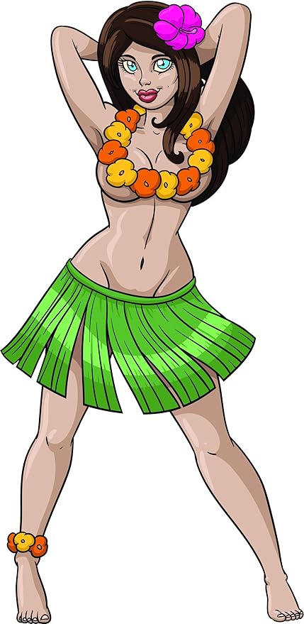 Topless hula girl naked