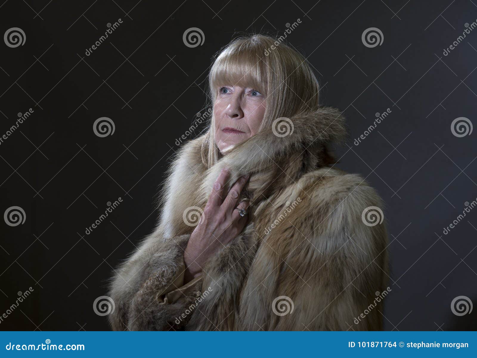 Mature woman in fur