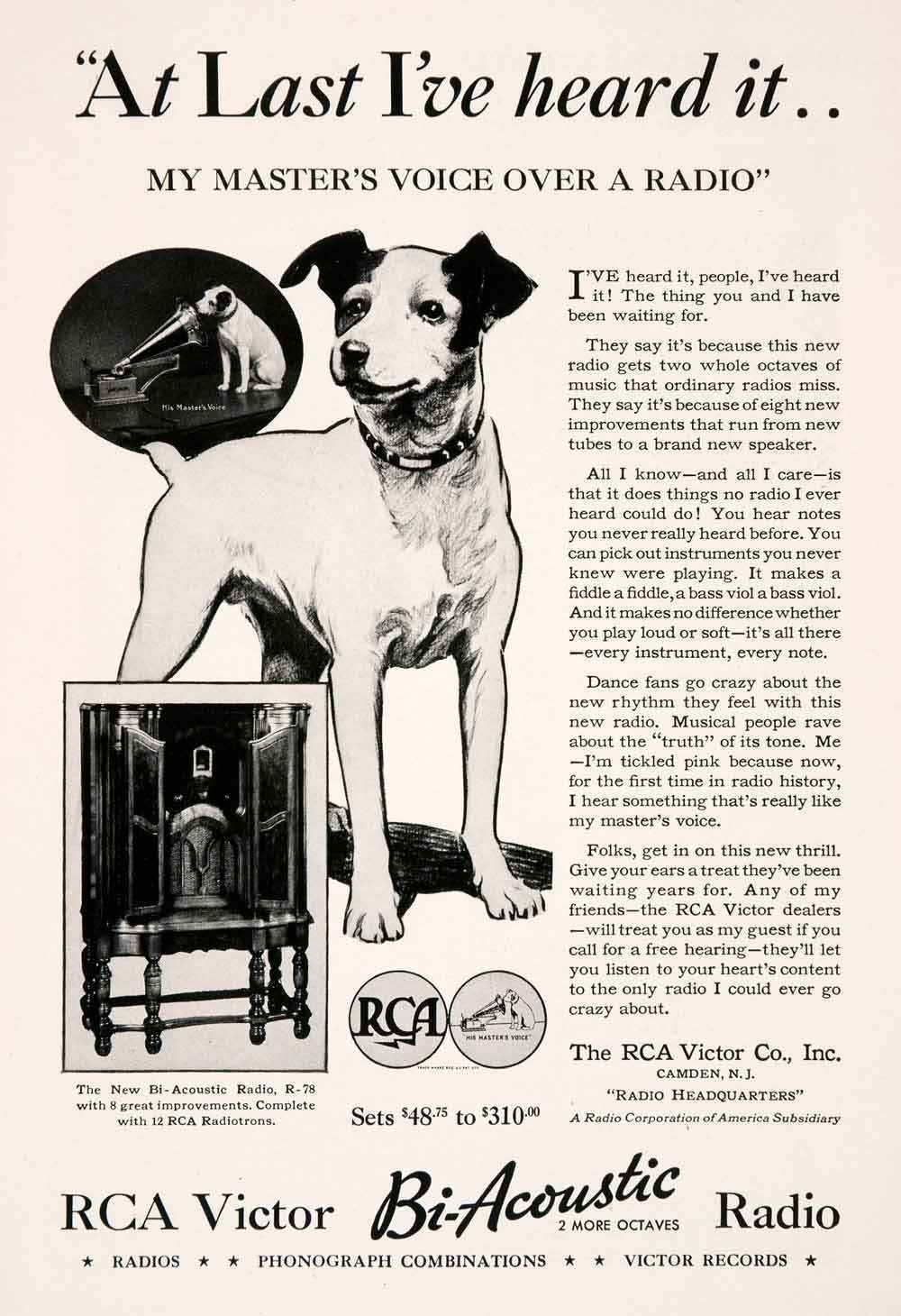 Rca nipper vintage advertising history