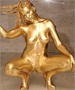 Gold pussy body paint