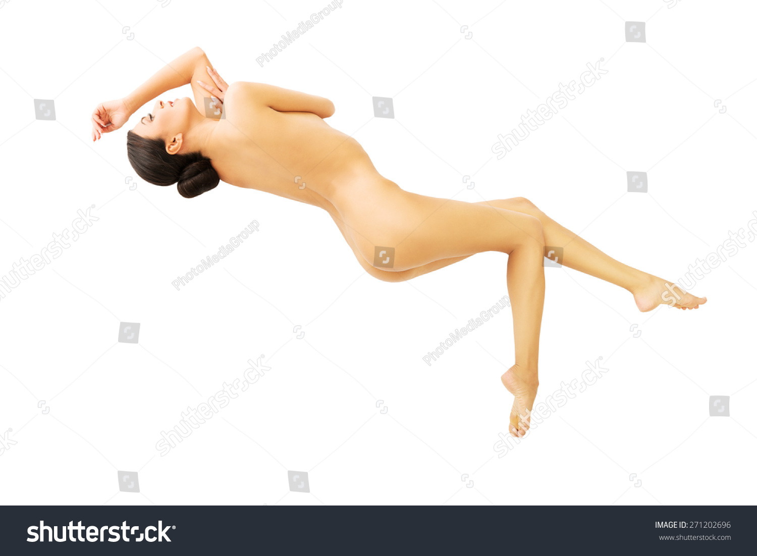 Naked lying on her side