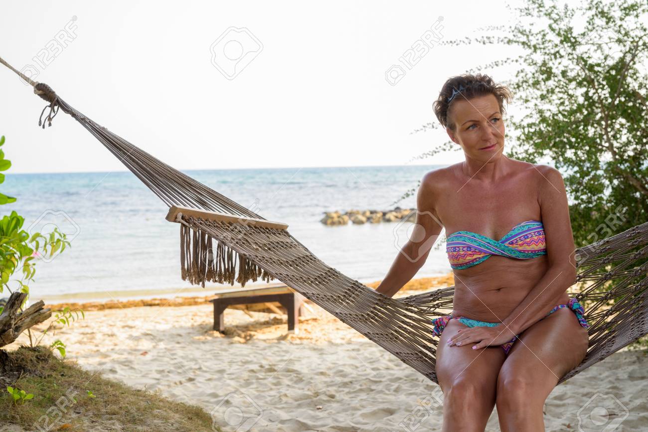 Mature women bikini beach