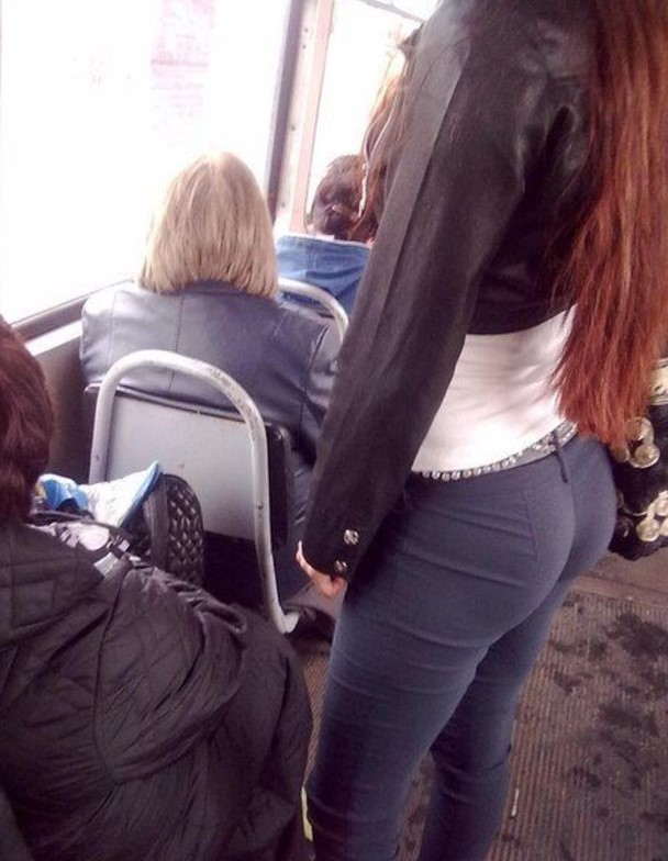 Ass bent tight over candid jeans