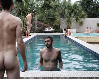 Naked men swimming pool nude