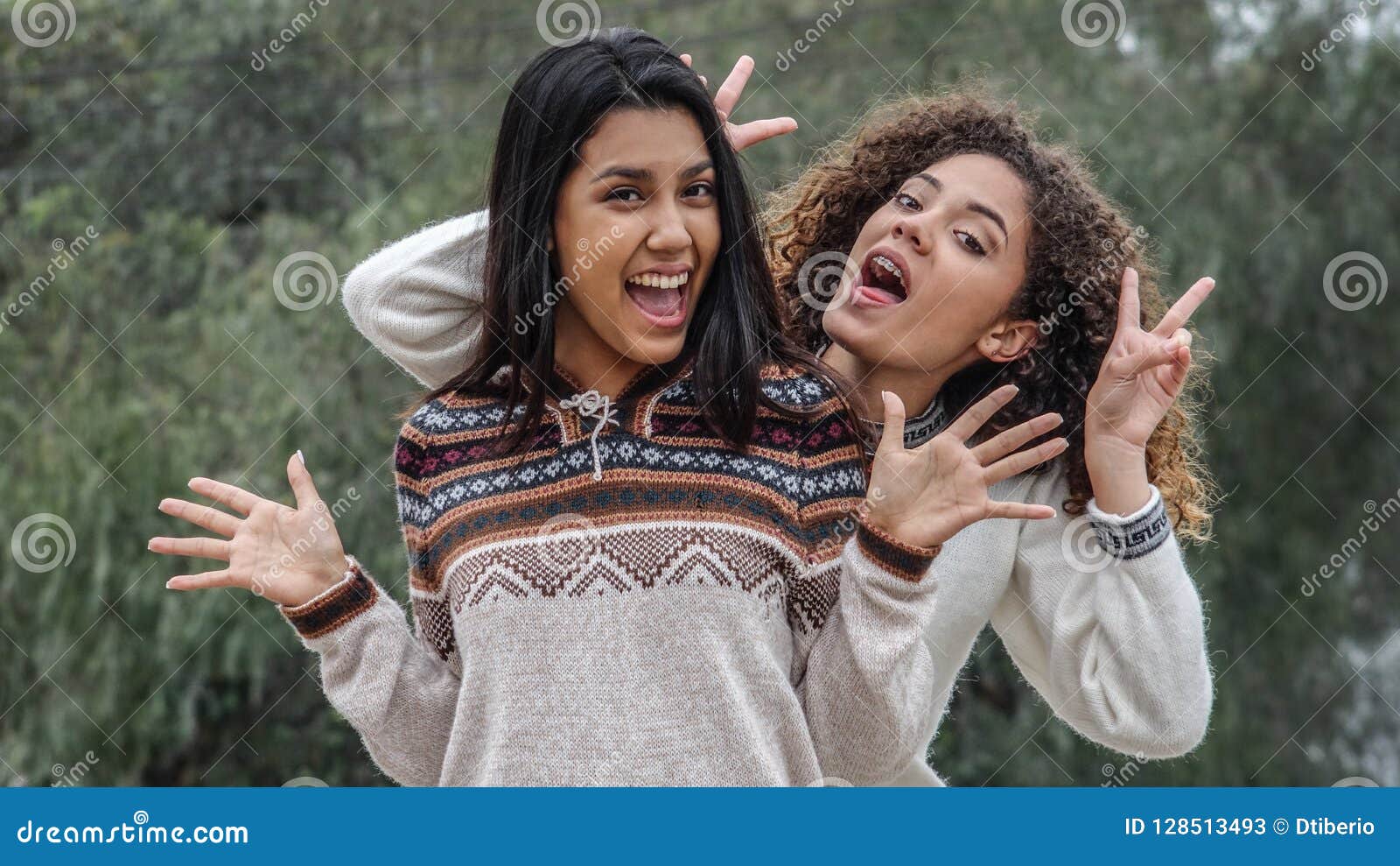 Excited young teen girls