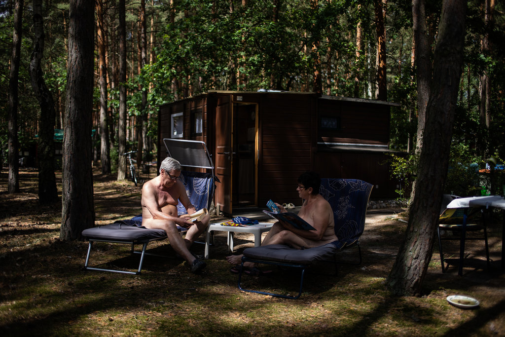 Pure family nudists sauna